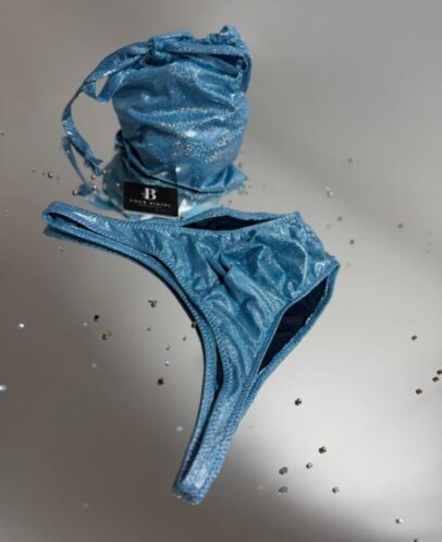 Light Blue Competition Bikini – Shimmer Stage Design | Your Bikini Light blue shimmer competition bikini for bodybuilding stage performance