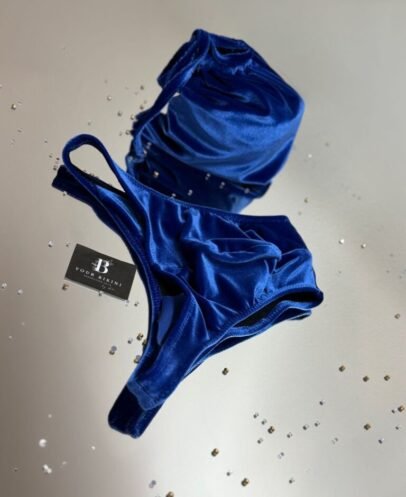 Royal Blue Velvet Competition Bikini – Luxury Stage Design | Your Bikini Royal blue velvet competition bikini for bodybuilding stage performance